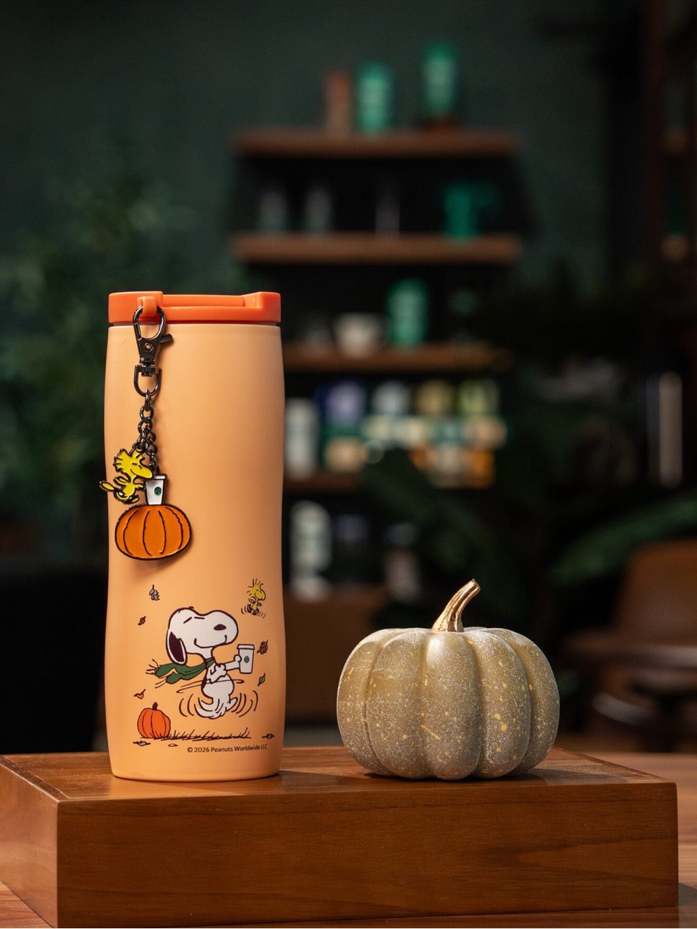 Authentic Starbucks x Peanuts Snoopy & Woodstock Orange Pumpkin Tumbler NWT - Picture 4 of 6